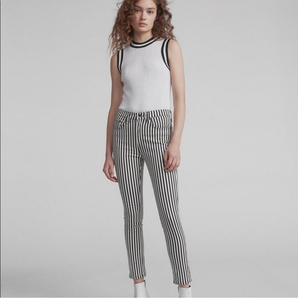 rag & bone High Rise Ankle Skinny Jeans in Oba Print Stripe Size 26 - Picture 1 of 11